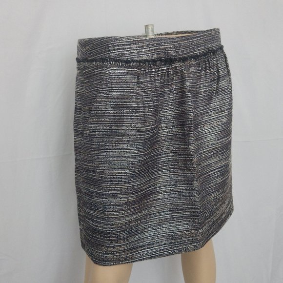 NWT GAP Metallic Tweed Mini Skirt Navy Blue & Metallic Silver Thread Size 8 - Picture 3 of 7